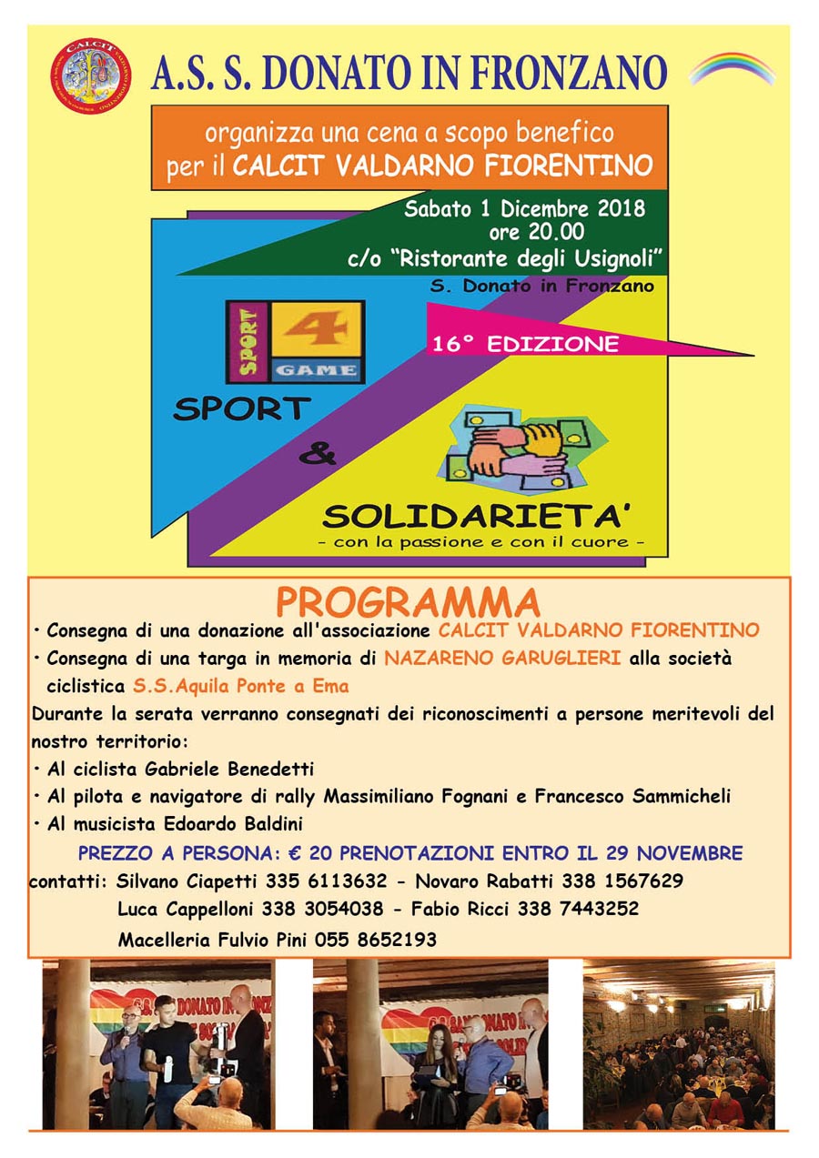 Cena di solidarietà al ristorante Fattoria degli Usignoli di S.Donato in Fronzano