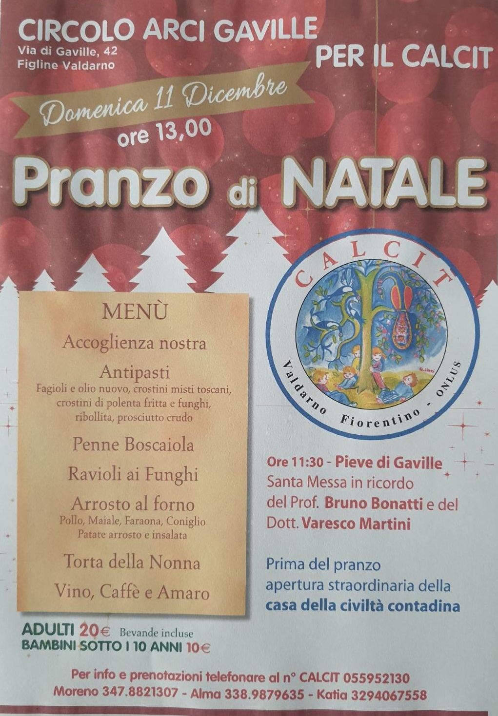 Gaville ospita il pranzo di Natale del Calcit, con altri due appuntamenti